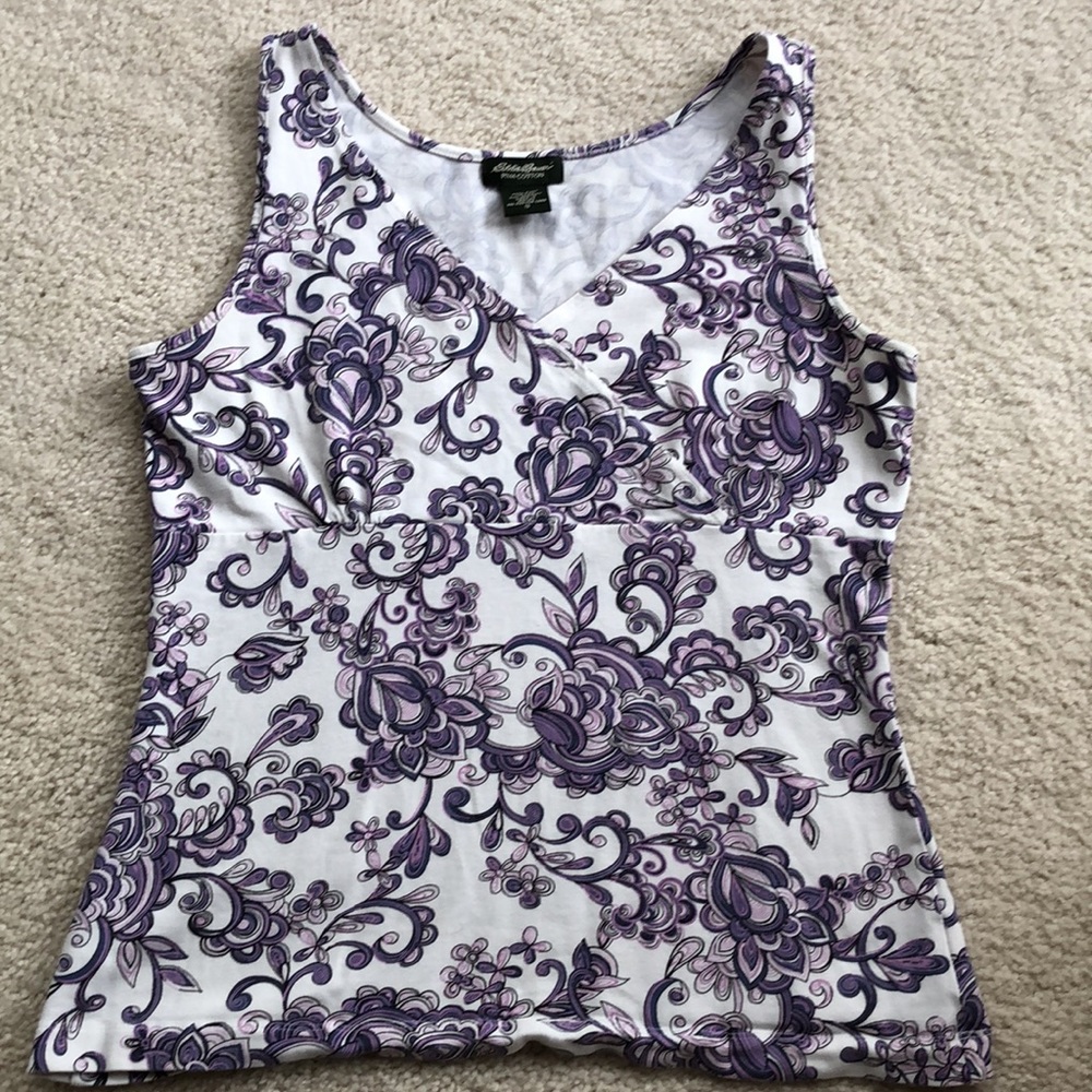 EDDIE BAUER-Lavender, Purple & White Top